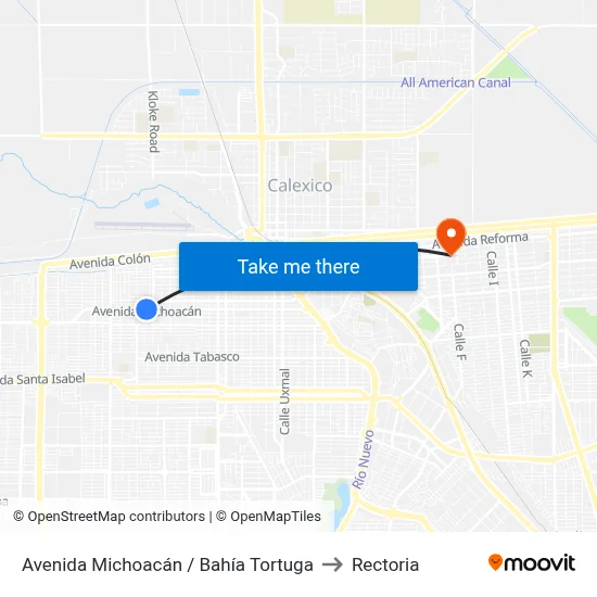 Avenida Michoacán / Bahía Tortuga to Rectoria map