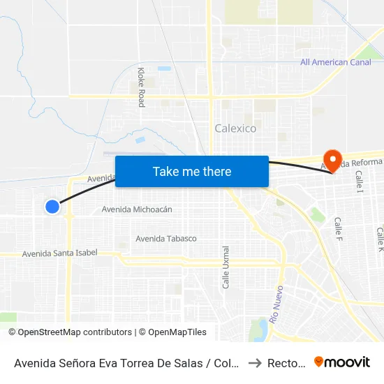 Avenida Señora Eva Torrea De Salas / Colonos to Rectoria map