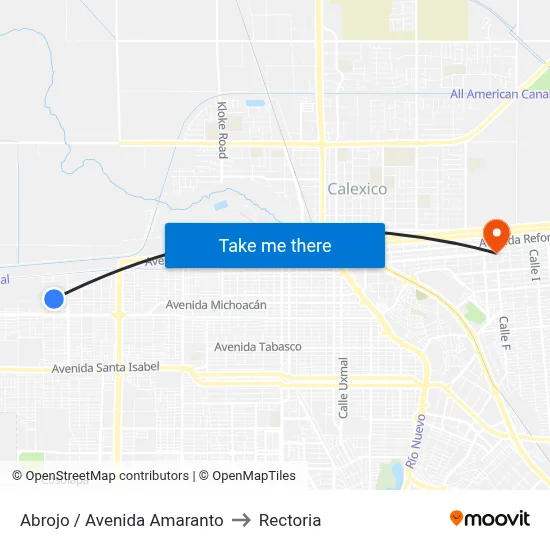 Abrojo / Avenida Amaranto to Rectoria map