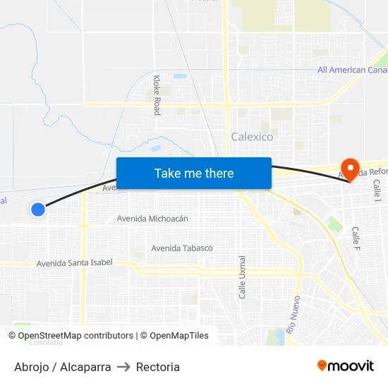 Abrojo / Alcaparra to Rectoria map