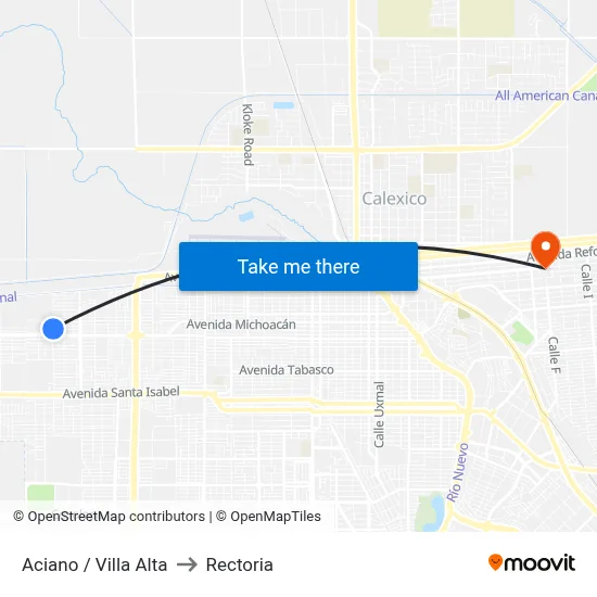 Aciano / Villa Alta to Rectoria map