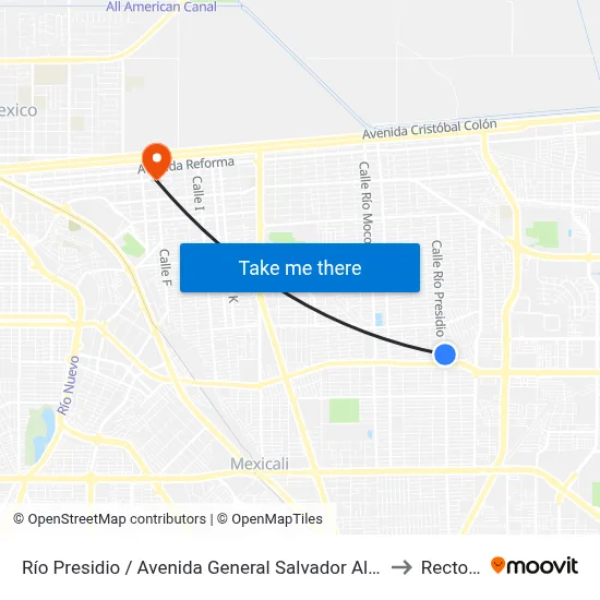 Río Presidio / Avenida General Salvador Alvarado to Rectoria map