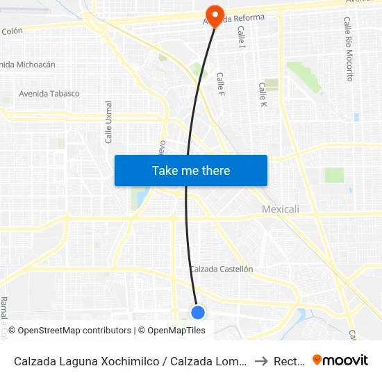 Calzada Laguna Xochimilco / Calzada Lombardo Toledano to Rectoria map