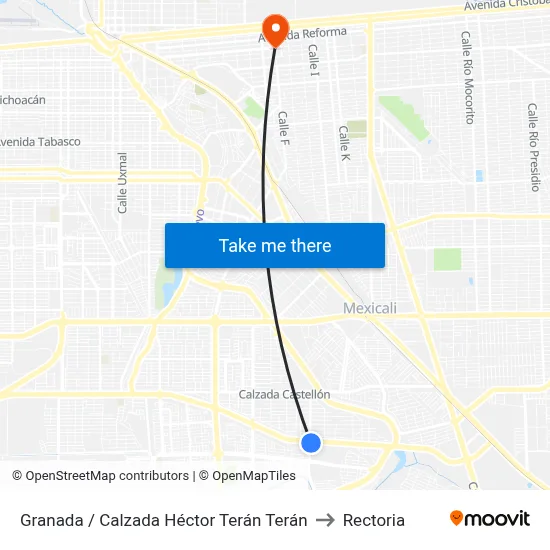 Granada / Calzada Héctor Terán Terán to Rectoria map