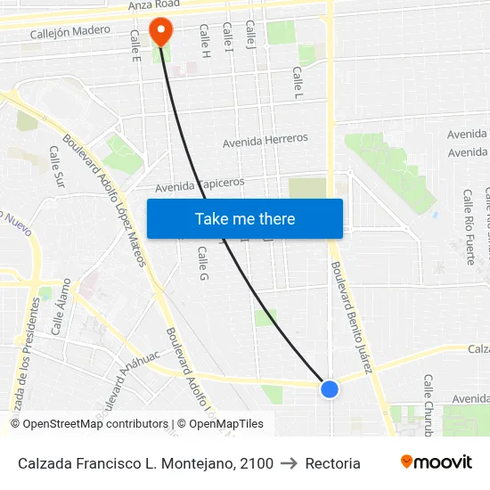 Calzada Francisco L. Montejano, 2100 to Rectoria map