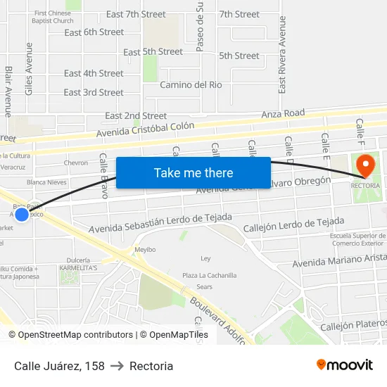 Calle Juárez, 158 to Rectoria map