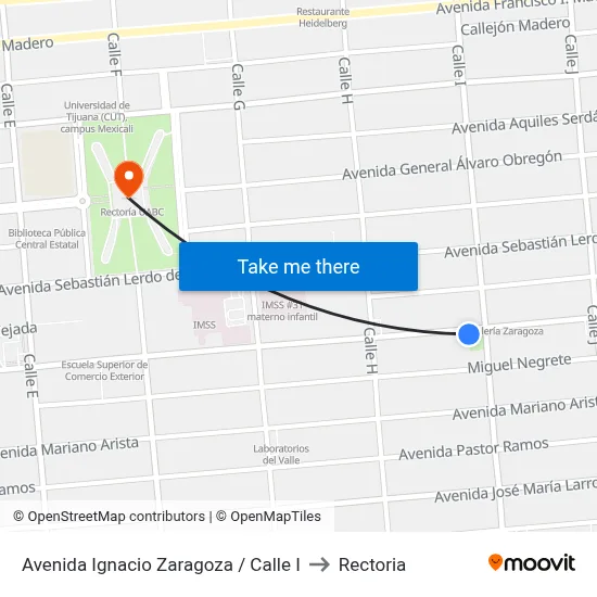 Avenida Ignacio Zaragoza / Calle I to Rectoria map