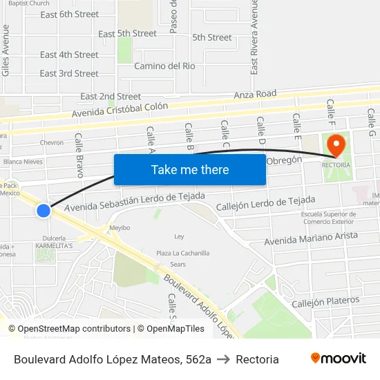 Boulevard Adolfo López Mateos, 562a to Rectoria map