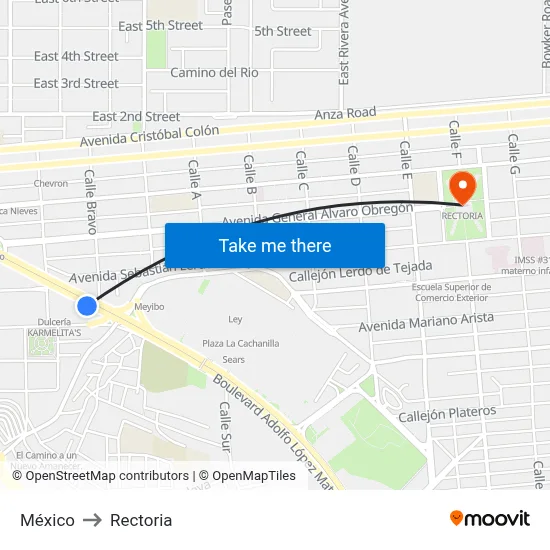 México to Rectoria map