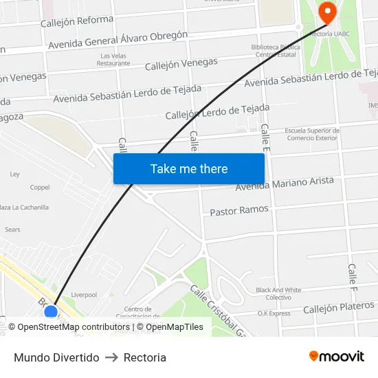 Mundo Divertido to Rectoria map