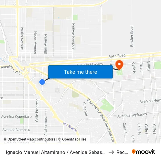 Ignacio Manuel Altamirano / Avenida Sebastián Lerdo De Tejada to Rectoria map