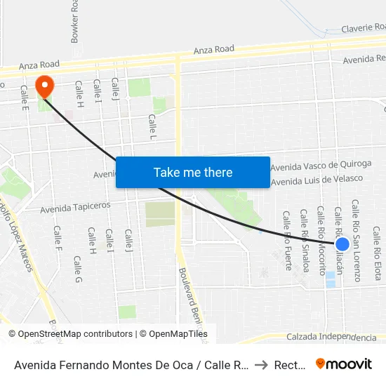 Avenida Fernando Montes De Oca / Calle Río Culiacán to Rectoria map