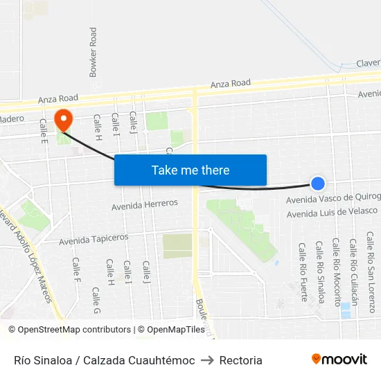 Río Sinaloa / Calzada Cuauhtémoc to Rectoria map