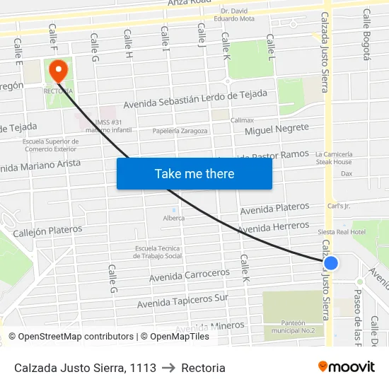 Calzada Justo Sierra, 1113 to Rectoria map