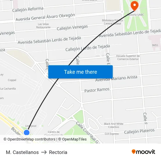 M. Castellanos to Rectoria map