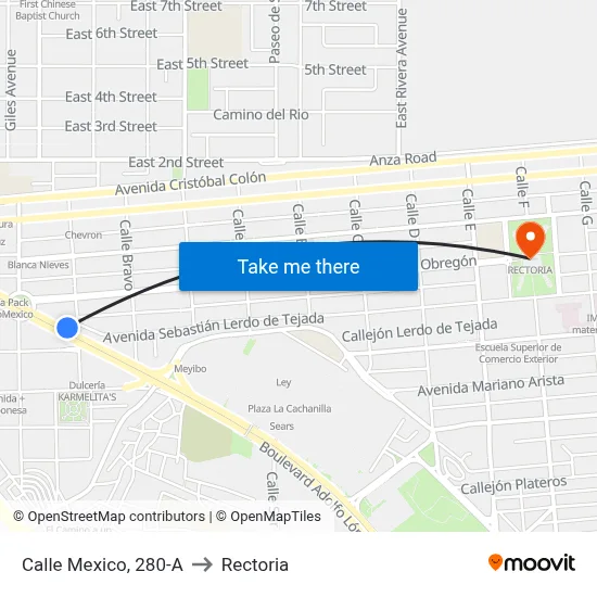 Calle Mexico, 280-A to Rectoria map
