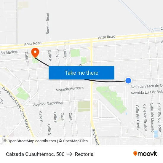 Calzada Cuauhtémoc, 500 to Rectoria map