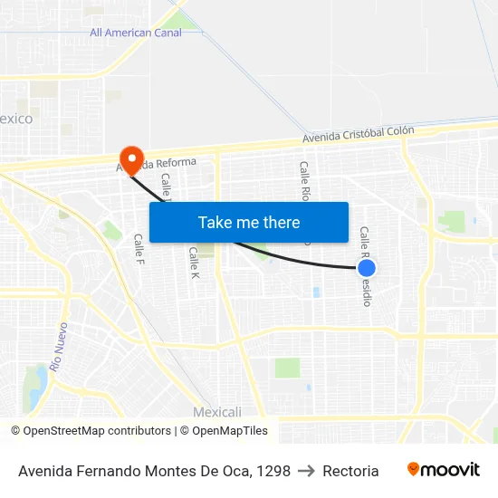 Avenida Fernando Montes De Oca, 1298 to Rectoria map