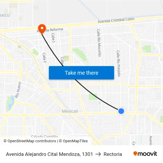 Avenida Alejandro Cital Mendoza, 1301 to Rectoria map