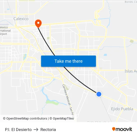 P.I. El Desierto to Rectoria map