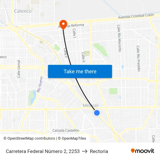 Carretera Federal Número 2, 2253 to Rectoria map