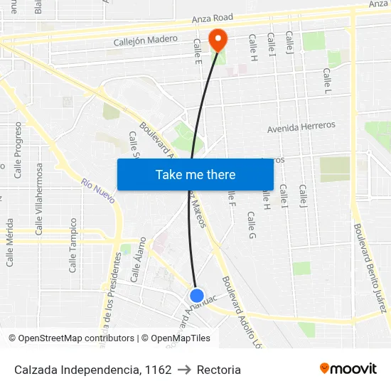 Calzada Independencia, 1162 to Rectoria map