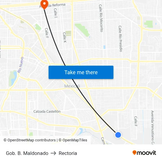 Gob. B. Maldonado to Rectoria map