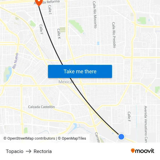 Topacio to Rectoria map
