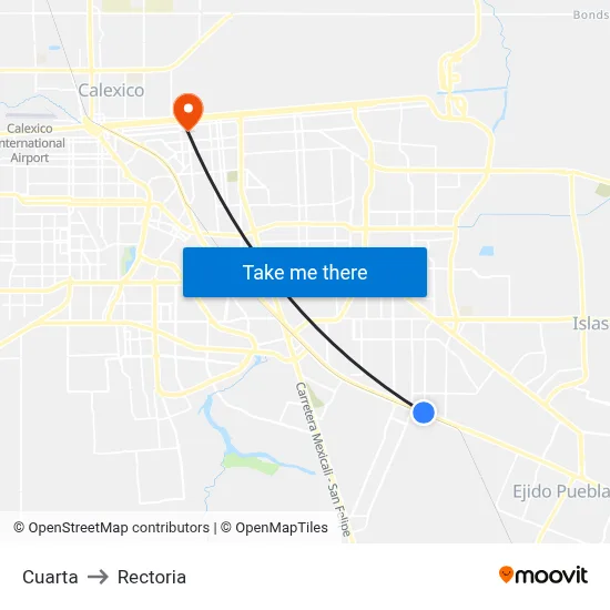 Cuarta to Rectoria map