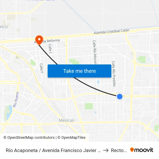 Río Acaponeta / Avenida Francisco Javier Mina to Rectoria map