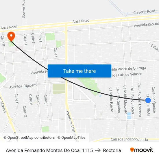 Avenida Fernando Montes De Oca, 1115 to Rectoria map