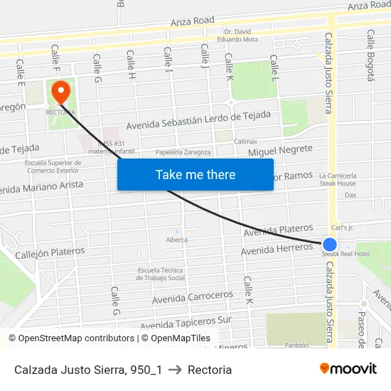 Calzada Justo Sierra, 950_1 to Rectoria map