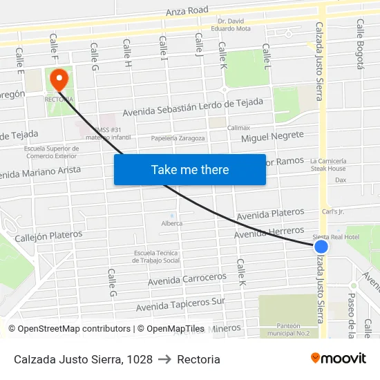 Calzada Justo Sierra, 1028 to Rectoria map