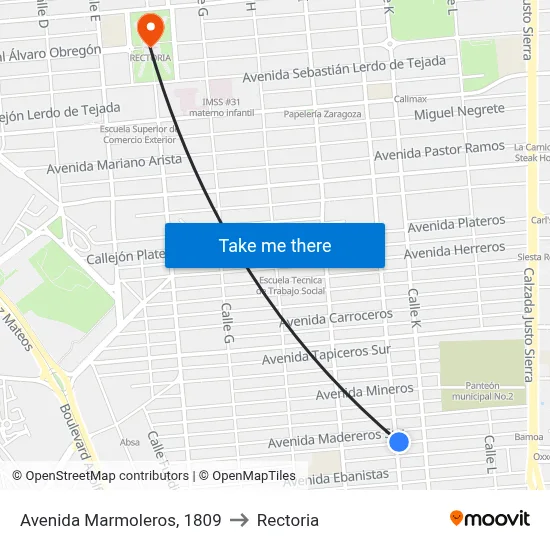 Avenida Marmoleros, 1809 to Rectoria map