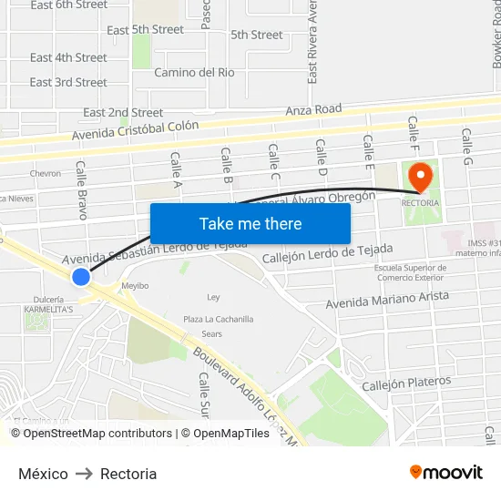 México to Rectoria map