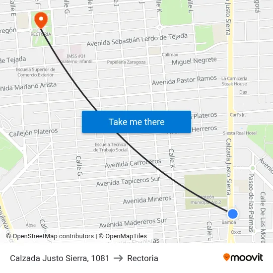 Calzada Justo Sierra, 1081 to Rectoria map