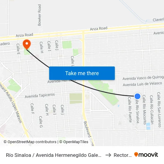 Río Sinaloa / Avenida Hermenegildo Galeana to Rectoria map