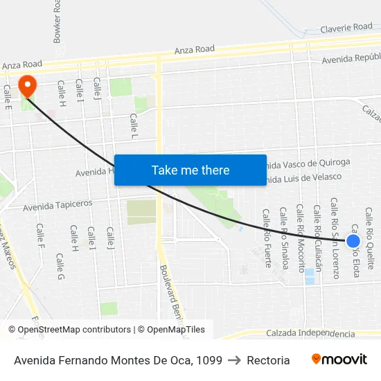 Avenida Fernando Montes De Oca, 1099 to Rectoria map