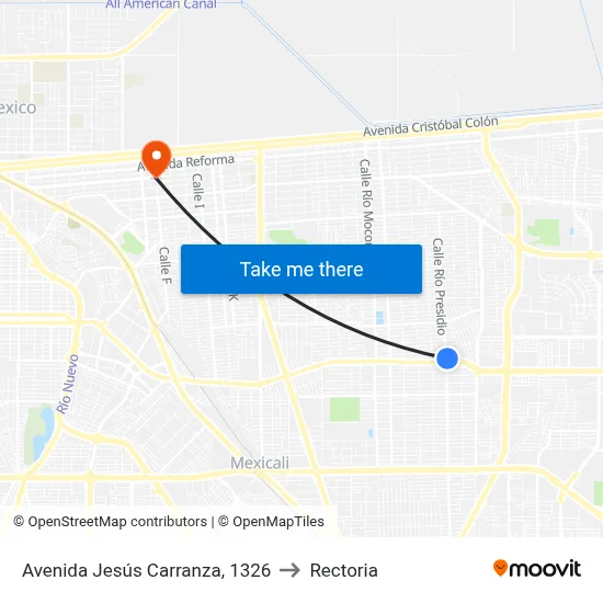 Avenida Jesús Carranza, 1326 to Rectoria map