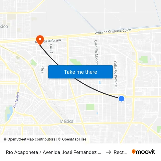 Río Acaponeta / Avenida José Fernández De Lizardi to Rectoria map