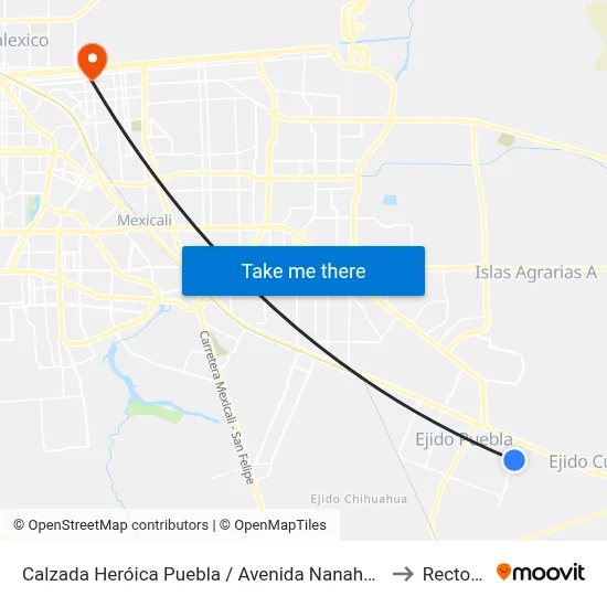 Calzada Heróica Puebla / Avenida Nanahuatzi to Rectoria map