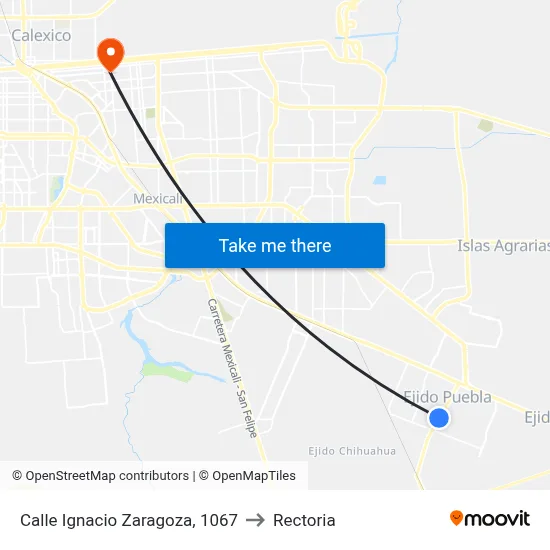 Calle Ignacio Zaragoza, 1067 to Rectoria map
