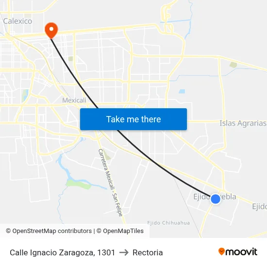 Calle Ignacio Zaragoza, 1301 to Rectoria map