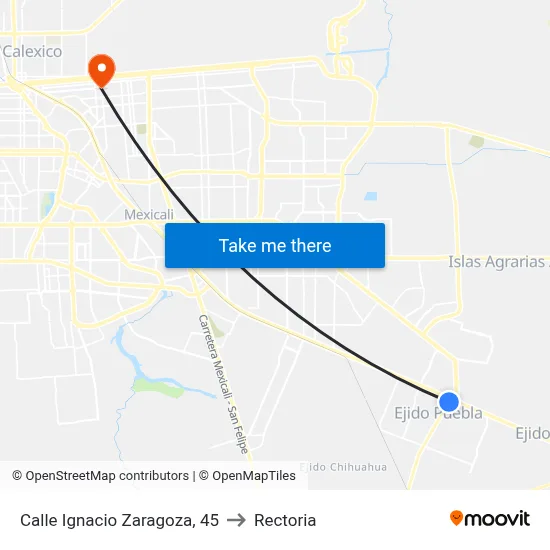 Calle Ignacio Zaragoza, 45 to Rectoria map