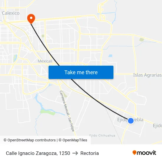 Calle Ignacio Zaragoza, 1250 to Rectoria map