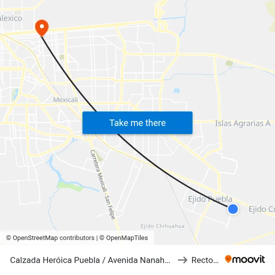 Calzada Heróica Puebla / Avenida Nanahuatzi to Rectoria map