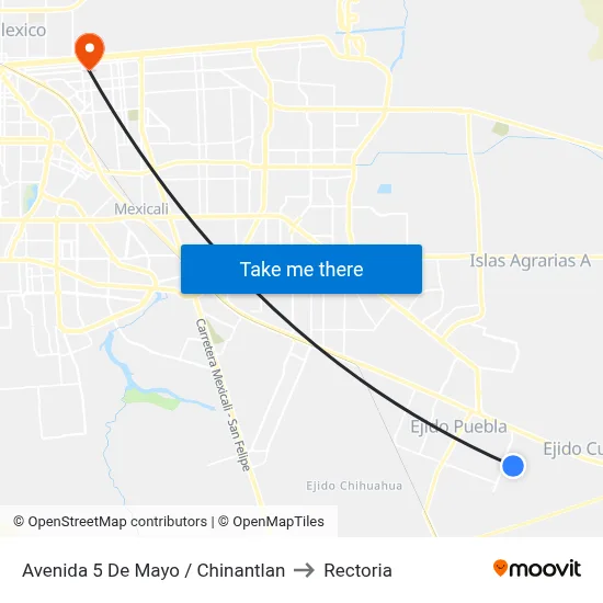 Avenida 5 De Mayo / Chinantlan to Rectoria map