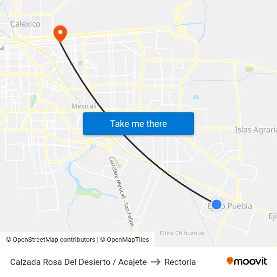 Calzada Rosa Del Desierto / Acajete to Rectoria map