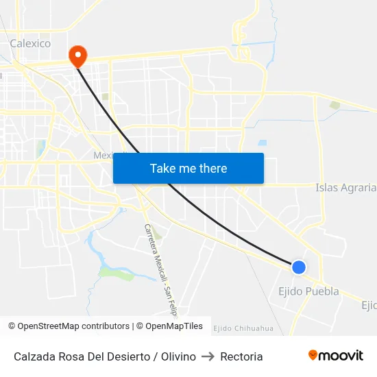 Calzada Rosa Del Desierto / Olivino to Rectoria map
