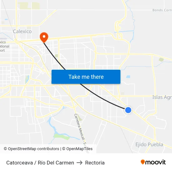 Catorceava / Río Del Carmen to Rectoria map